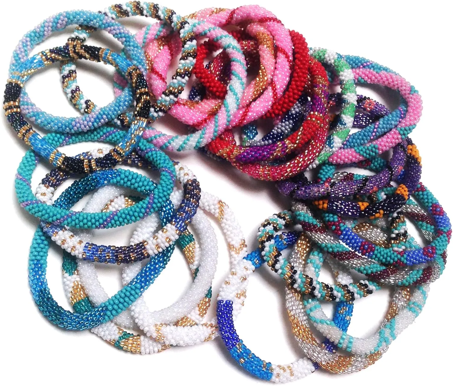 Wigspedia Wholesale - Random Mix of Nepal Glass Beaded Bracelets (Set of 6)