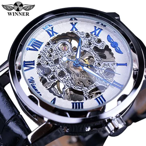 Winner Black Gold Male Clock Men Relogios Skeleton Watch