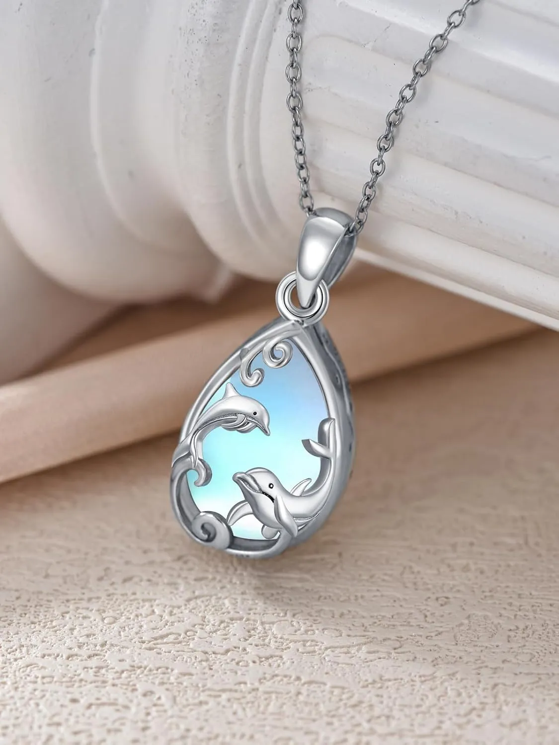 WINNICACA Urn Necklace for Ashes Sterling Silver Moonstone Cremation Jewelry for Ashes Jewelry Gifts for Nature Lovers Keepsake Memorial Jewelry for Women