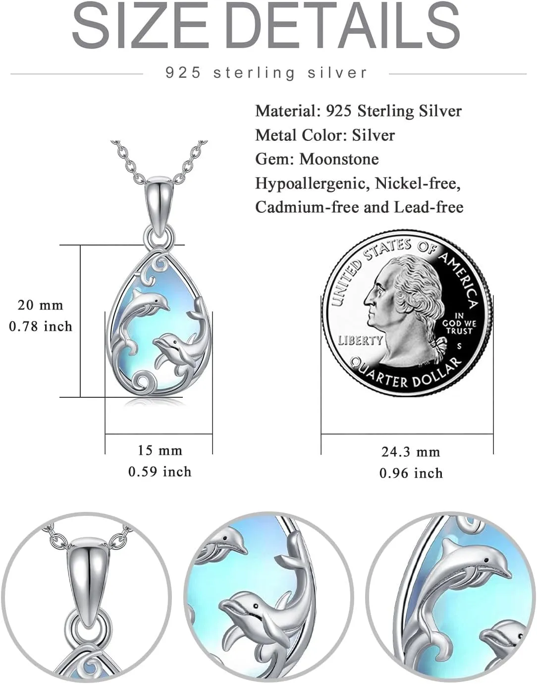 WINNICACA Urn Necklace for Ashes Sterling Silver Moonstone Cremation Jewelry for Ashes Jewelry Gifts for Nature Lovers Keepsake Memorial Jewelry for Women