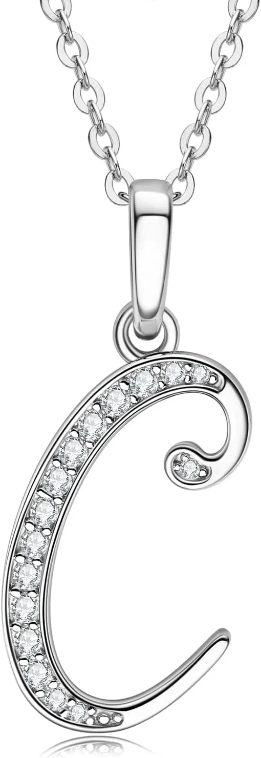 WOAINI Moissanite Necklace, Initial Necklaces for Women Sterling Silver Letter Necklace Pendant With A-Z Alphabet Jewelry Gifts for Christmas Wife Anniversary Birthday