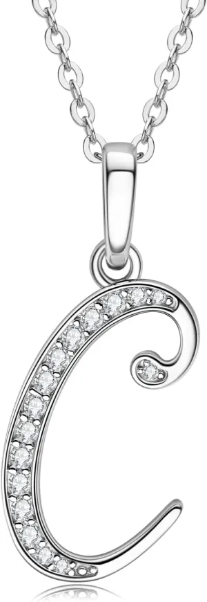 WOAINI Moissanite Necklace, Initial Necklaces for Women Sterling Silver Letter Necklace Pendant With A-Z Alphabet Jewelry Gifts for Christmas Wife Anniversary Birthday
