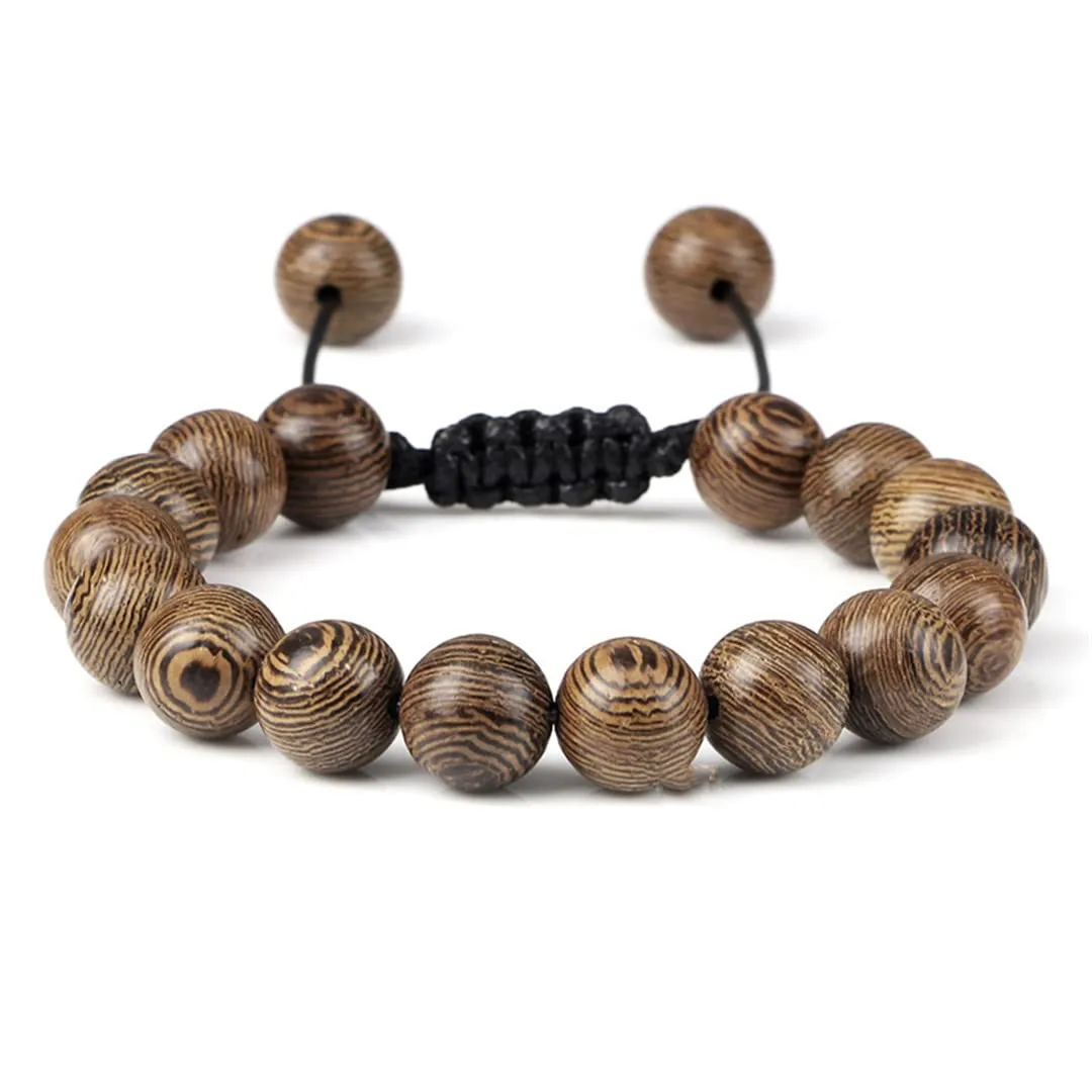 Wooden Beads Bracelet Men Classic Handmade Meditation Prayer Braided Bracelets Yoga Jewelry For Women