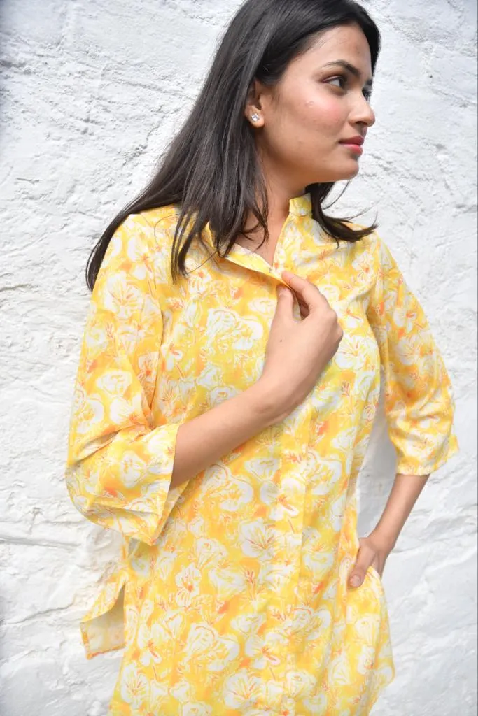 Yellow n White Floral Co-ord set : Playful and Breezy