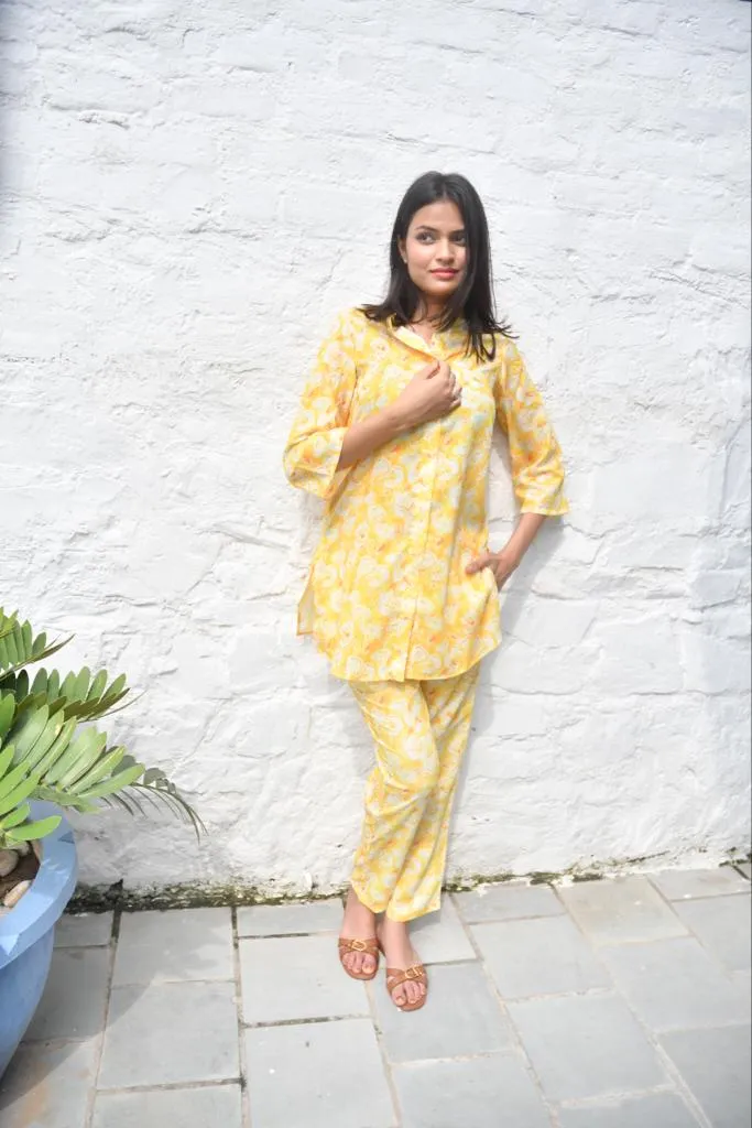 Yellow n White Floral Co-ord set : Playful and Breezy