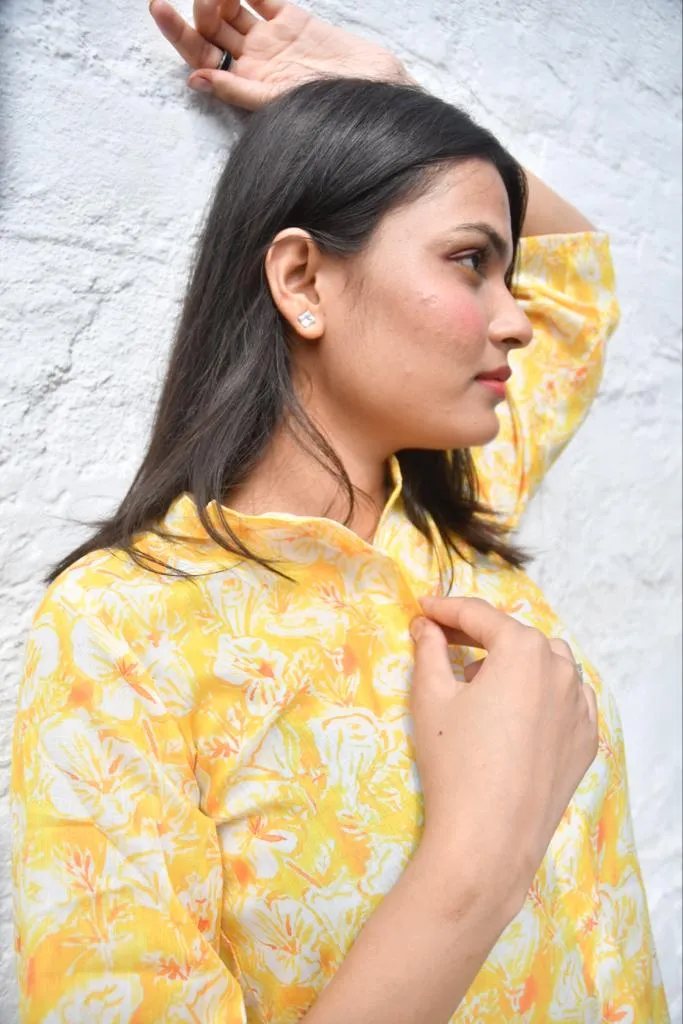 Yellow n White Floral Co-ord set : Playful and Breezy