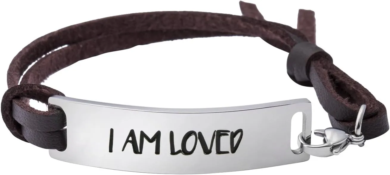 Yiyang Bracelets for Women Inspirational Gift for Her Cuff Bangle Engraved Motivational Message
