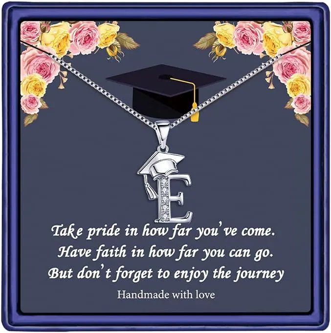 Yoosteel Graduation Gifts for Her 2025, Initial Necklaces Graduation Cap Necklace Friendship Gifts for Women Friends Her 2025