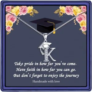 Yoosteel Graduation Gifts for Her 2025, Initial Necklaces Graduation Cap Necklace Friendship Gifts for Women Friends Her 2025