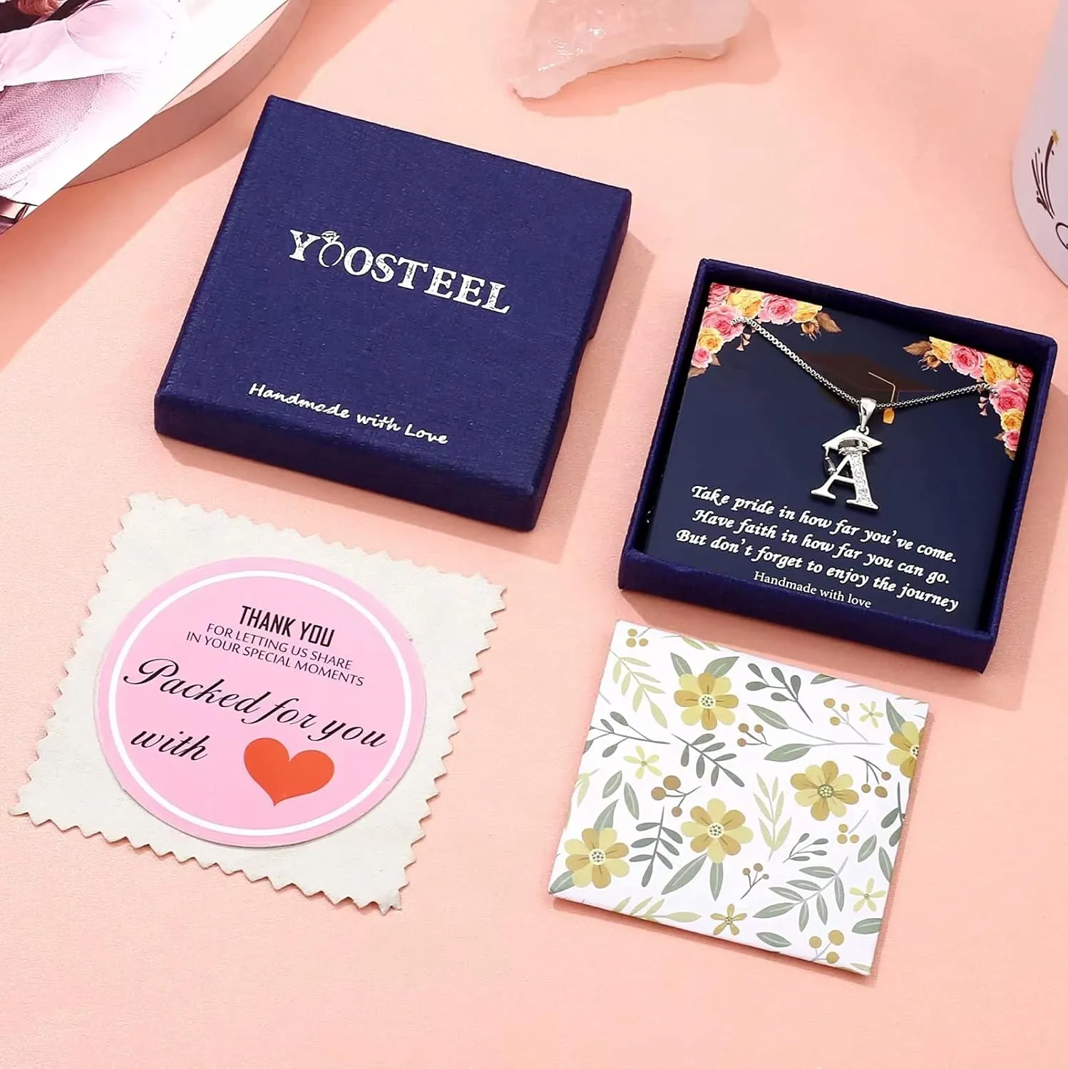 Yoosteel Graduation Gifts for Her 2025, Initial Necklaces Graduation Cap Necklace Friendship Gifts for Women Friends Her 2025