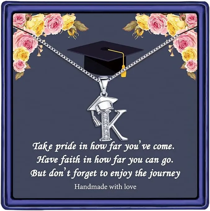 Yoosteel Graduation Gifts for Her 2025, Initial Necklaces Graduation Cap Necklace Friendship Gifts for Women Friends Her 2025
