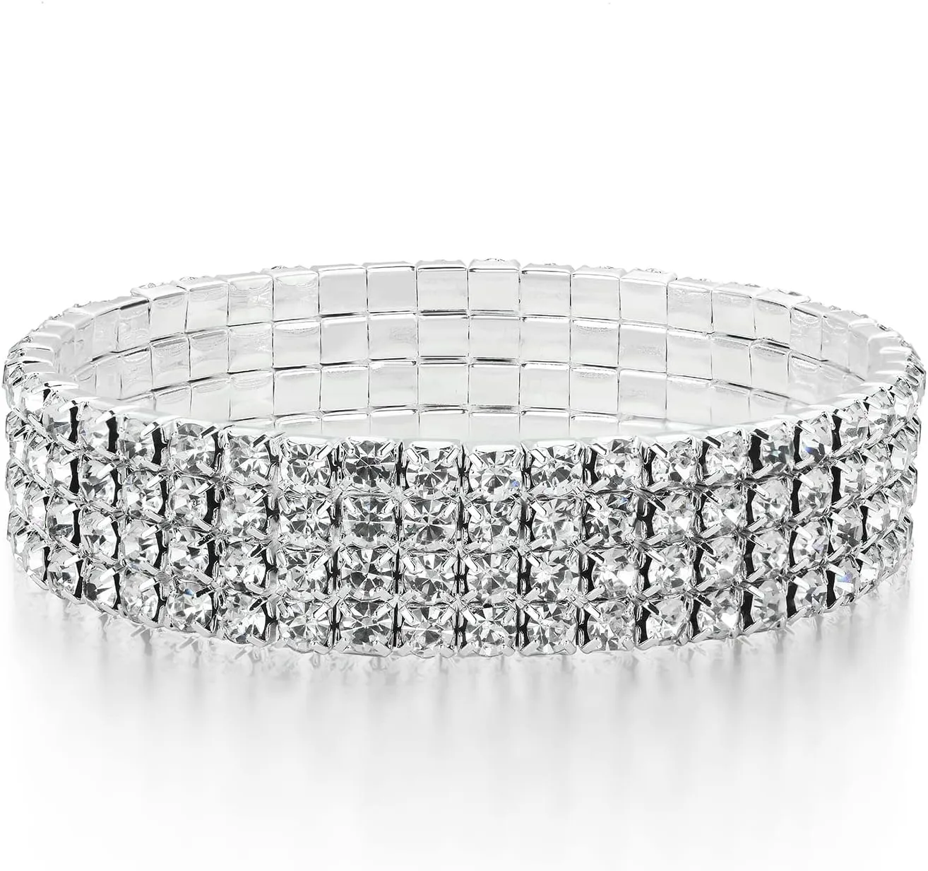 Zealmer Sparkle Multicolor Rhinestone Stackable Stretch Bracelets for Women