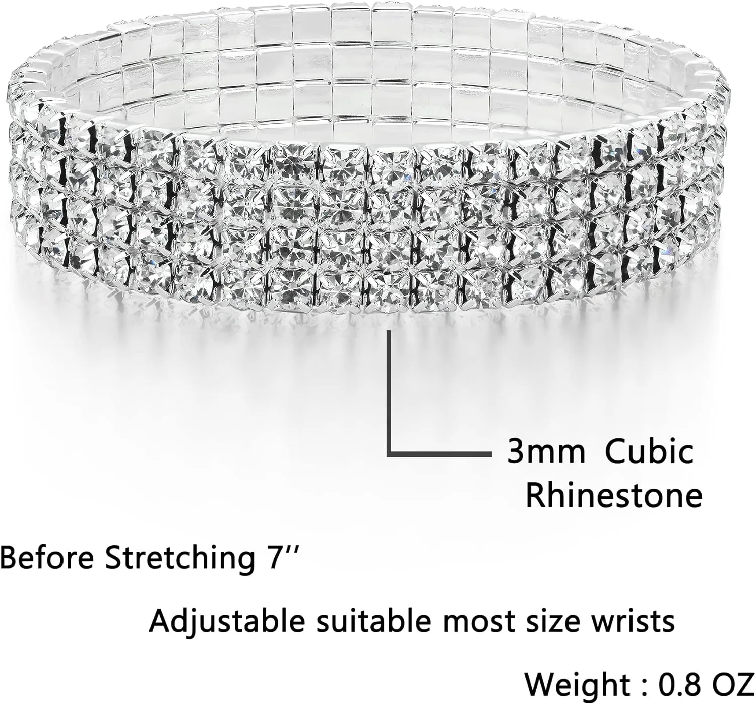 Zealmer Sparkle Multicolor Rhinestone Stackable Stretch Bracelets for Women