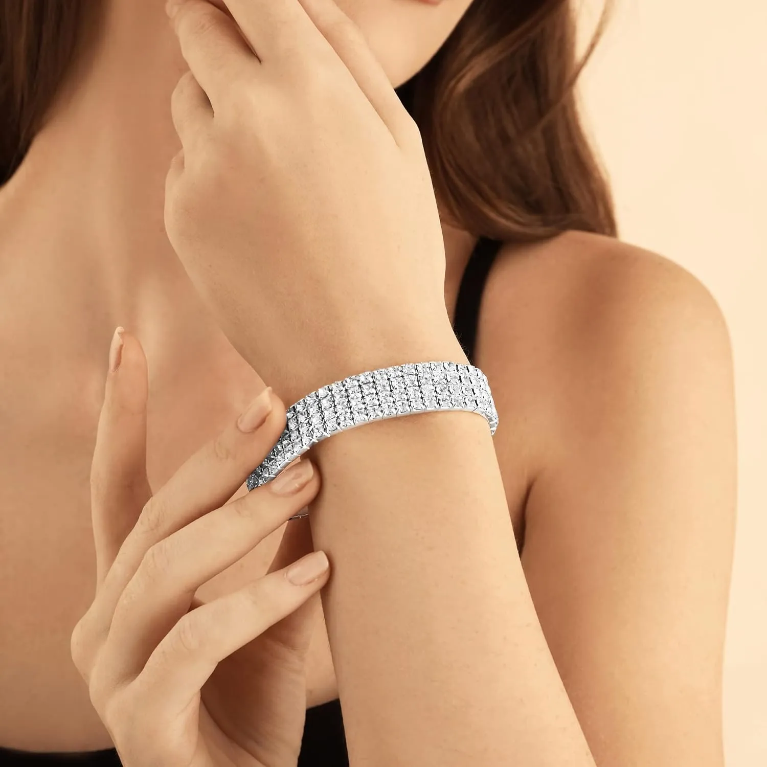 Zealmer Sparkle Multicolor Rhinestone Stackable Stretch Bracelets for Women